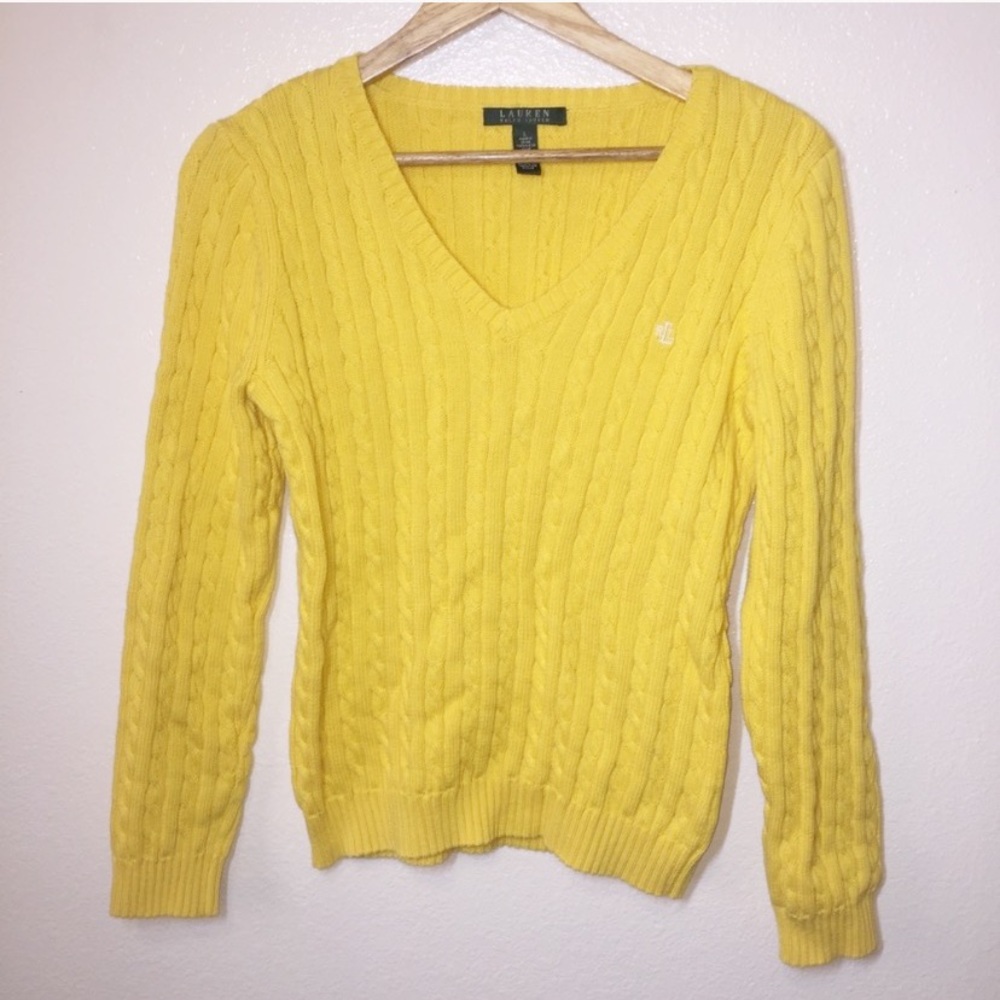 LAUREN Ralph Lauren Yellow Chain Sweater Size L